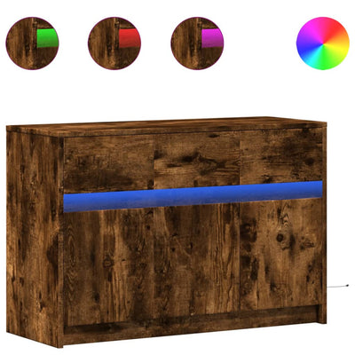 TV-taso LED-valoilla savutammi 91x34x61 cm tekninen puu