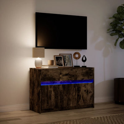 TV-taso LED-valoilla savutammi 91x34x61 cm tekninen puu