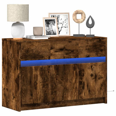 TV-taso LED-valoilla savutammi 91x34x61 cm tekninen puu