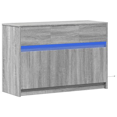 TV-taso LED-valoilla harmaa Sonoma 91x34x61 cm tekninen puu