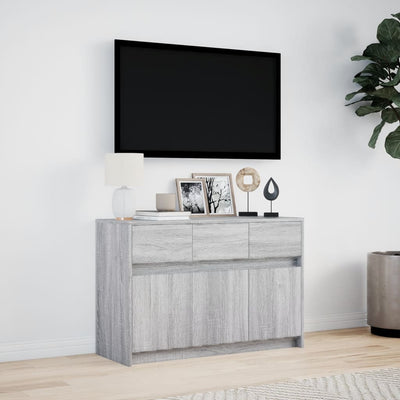TV-taso LED-valoilla harmaa Sonoma 91x34x61 cm tekninen puu