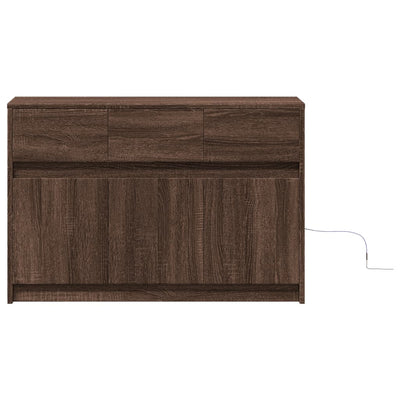 TV-taso LED-valoilla ruskea tammi 91x34x61 cm tekninen puu