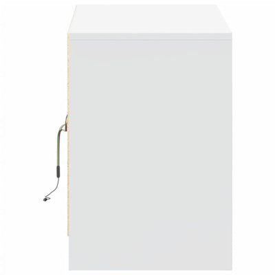 TV-taso LED-valoilla valkoinen 100x34x50 cm tekninen puu