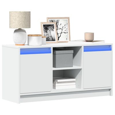 Valkoinen tv-taso led-valoilla Basch 100x34x50cm (puinen)