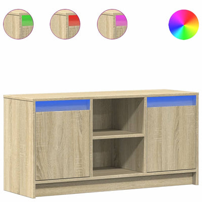 TV-taso LED-valoilla Sonoma-tammi 100x34x50 cm tekninen puu