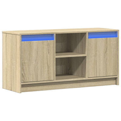 TV-taso LED-valoilla Sonoma-tammi 100x34x50 cm tekninen puu