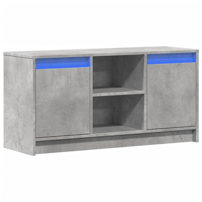 TV-taso LED-valoilla betoninharmaa 100x34x50 cm tekninen puu