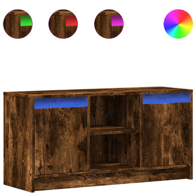 TV-taso LED-valoilla savutammi 100x34x50 cm tekninen puu