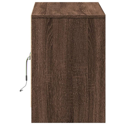 TV-taso LED-valoilla ruskea tammi 100x34x50 cm tekninen puu