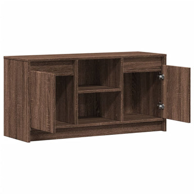 TV-taso LED-valoilla ruskea tammi 100x34x50 cm tekninen puu