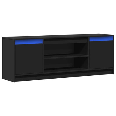 TV-taso musta LED-valoilla 139,5x34x50 cm tekninen puu