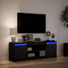 TV-taso musta LED-valoilla 139,5x34x50 cm tekninen puu