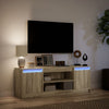 TV-taso LED-valoilla Sonoma-tammi 139,5x34x50 cm tekninen puu