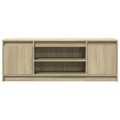 TV-taso LED-valoilla Sonoma-tammi 139,5x34x50 cm tekninen puu