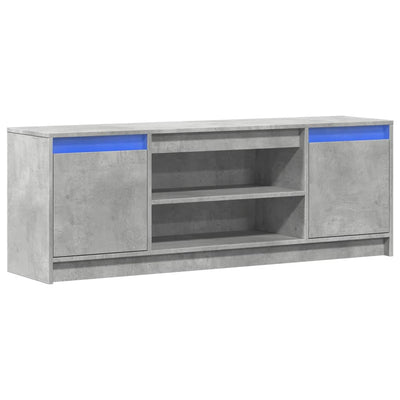 TV-taso LED-valoilla betoninharmaa 139,5x34x50 cm tekninen puu