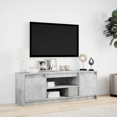 TV-taso LED-valoilla betoninharmaa 139,5x34x50 cm tekninen puu