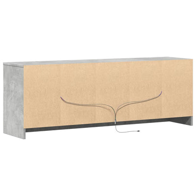 TV-taso LED-valoilla betoninharmaa 139,5x34x50 cm tekninen puu