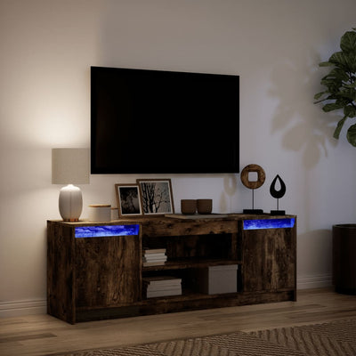 TV-taso LED-valoilla savutammi 139,5x34x50 cm tekninen puu