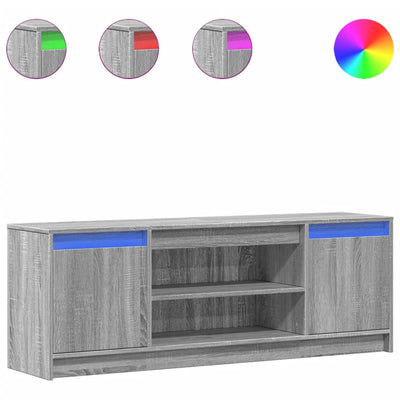 TV-taso LED-valoilla harmaa Sonoma 139,5x34x50 cm tekninen puu