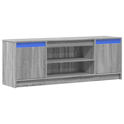 TV-taso LED-valoilla harmaa Sonoma 139,5x34x50 cm tekninen puu