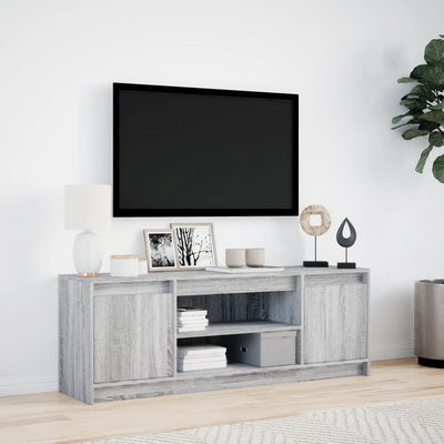 TV-taso LED-valoilla harmaa Sonoma 139,5x34x50 cm tekninen puu