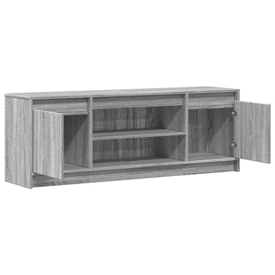 TV-taso LED-valoilla harmaa Sonoma 139,5x34x50 cm tekninen puu