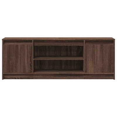 TV-taso LED-valoilla ruskea tammi 139,5x34x50 cm tekninen puu