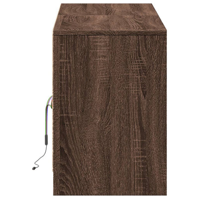 TV-taso LED-valoilla ruskea tammi 139,5x34x50 cm tekninen puu