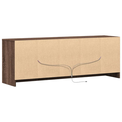 TV-taso LED-valoilla ruskea tammi 139,5x34x50 cm tekninen puu