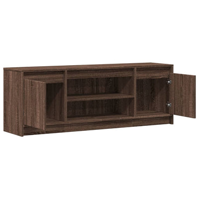 TV-taso LED-valoilla ruskea tammi 139,5x34x50 cm tekninen puu