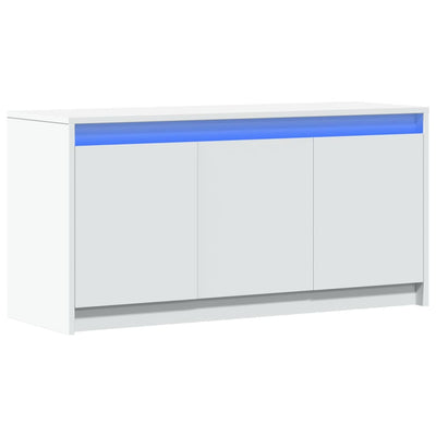 TV-taso LED-valoilla valkoinen 100x34x50 cm tekninen puu