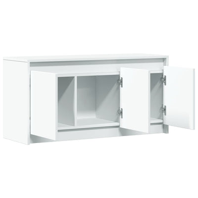 TV-taso LED-valoilla valkoinen 100x34x50 cm tekninen puu