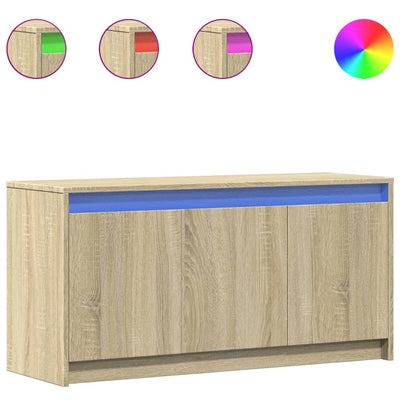 TV-taso LED-valoilla Sonoma-tammi 100x34x50 cm tekninen puu