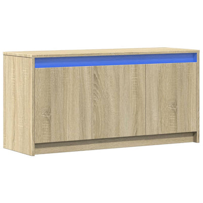 TV-taso LED-valoilla Sonoma-tammi 100x34x50 cm tekninen puu