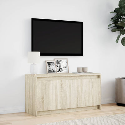 TV-taso LED-valoilla Sonoma-tammi 100x34x50 cm tekninen puu