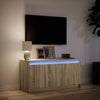 TV-taso LED-valoilla Sonoma-tammi 100x34x50 cm tekninen puu