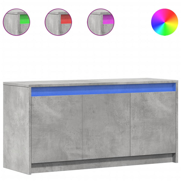 TV-taso LED-valoilla betoninharmaa 100x34x50 cm tekninen puu