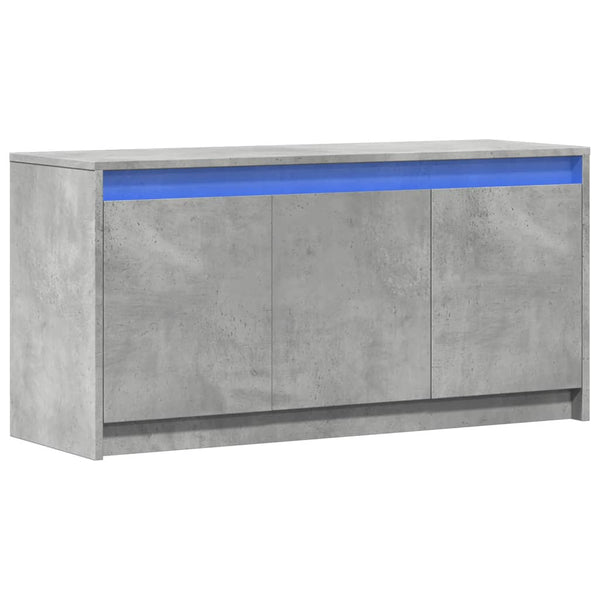 TV-taso LED-valoilla betoninharmaa 100x34x50 cm tekninen puu