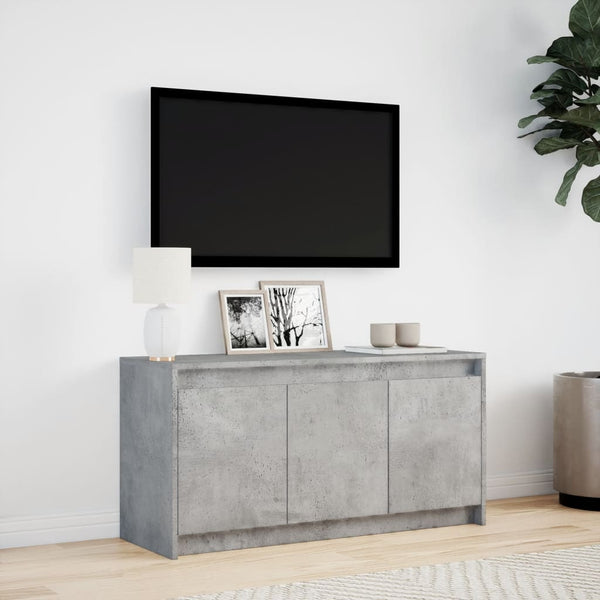 TV-taso LED-valoilla betoninharmaa 100x34x50 cm tekninen puu
