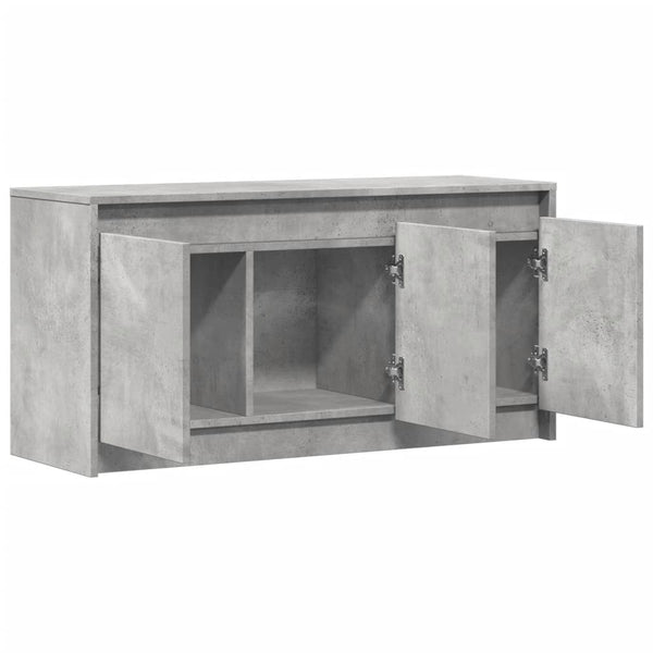 TV-taso LED-valoilla betoninharmaa 100x34x50 cm tekninen puu
