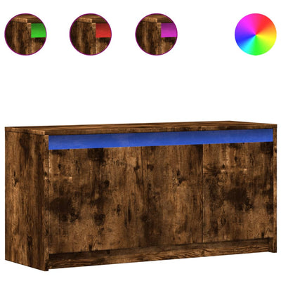 TV-taso LED-valoilla savutammi 100x34x50 cm tekninen puu