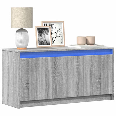 TV-taso LED-valoilla harmaa Sonoma 100x34x50 cm tekninen puu