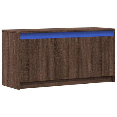 TV-taso LED-valoilla ruskea tammi 100x34x50 cm tekninen puu