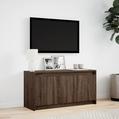 TV-taso LED-valoilla ruskea tammi 100x34x50 cm tekninen puu