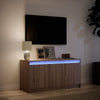 TV-taso LED-valoilla ruskea tammi 100x34x50 cm tekninen puu