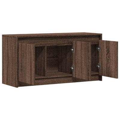 TV-taso LED-valoilla ruskea tammi 100x34x50 cm tekninen puu