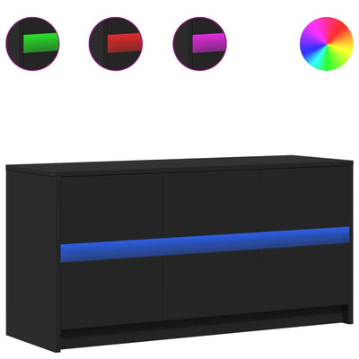 TV-taso musta LED-valoilla 100x34x50 cm tekninen puu