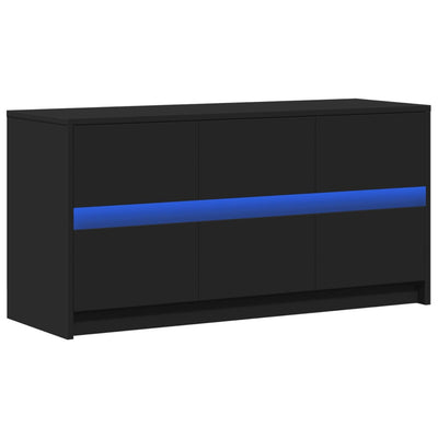 TV-taso musta LED-valoilla 100x34x50 cm tekninen puu