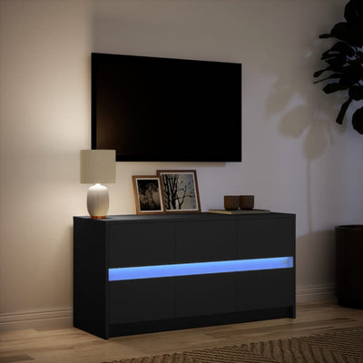 TV-taso musta LED-valoilla 100x34x50 cm tekninen puu