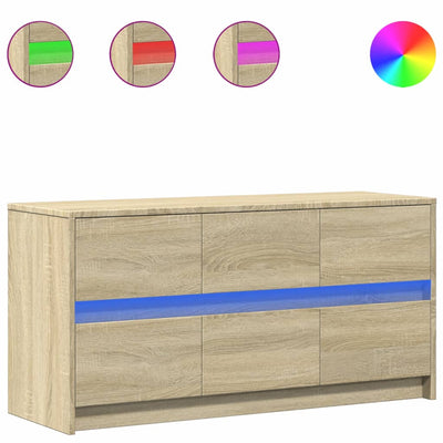 TV-taso LED-valoilla Sonoma-tammi 100x34x50 cm tekninen puu